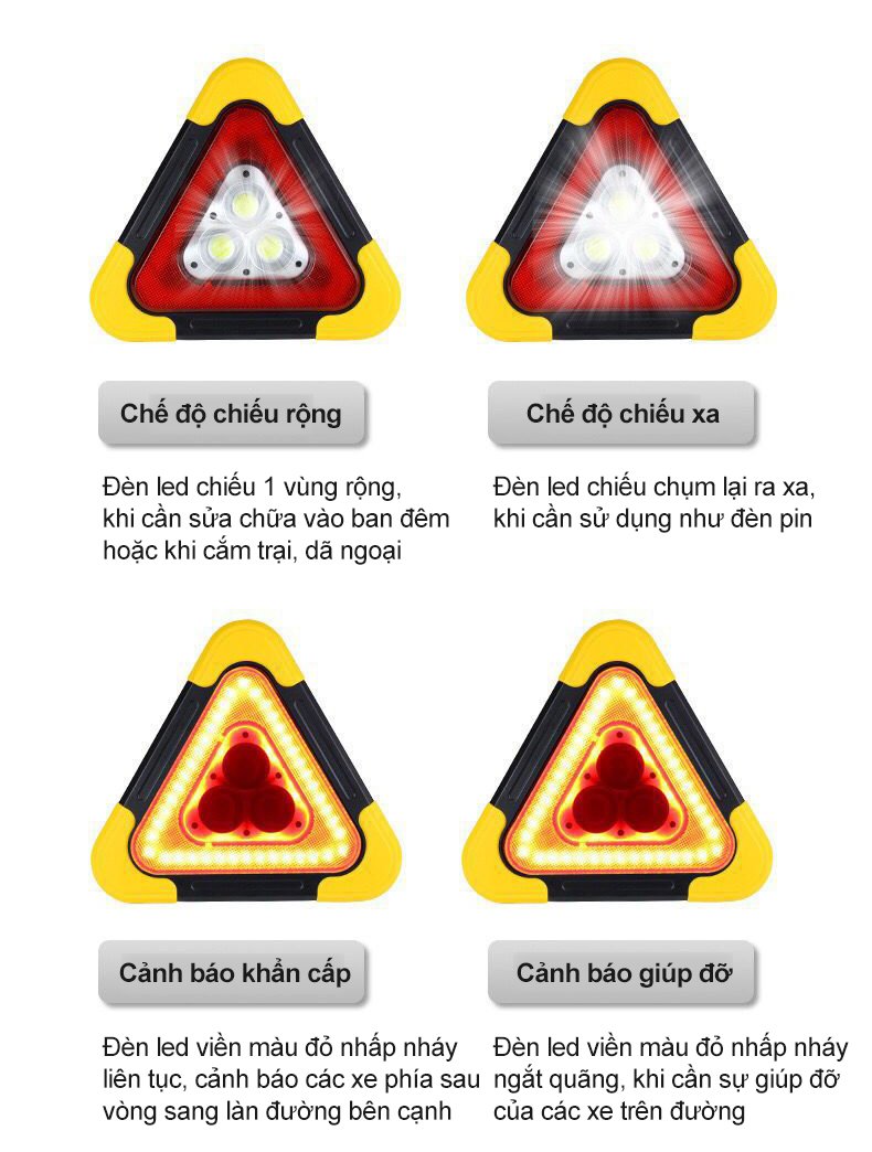 Đèn LED Cảnh Báo Nguy Hiểm Cho Ô Tô - Kiêm Sạc Dự Phòng Điện Thoại - Sạc Bằng Năng Lượng Mặt Trời