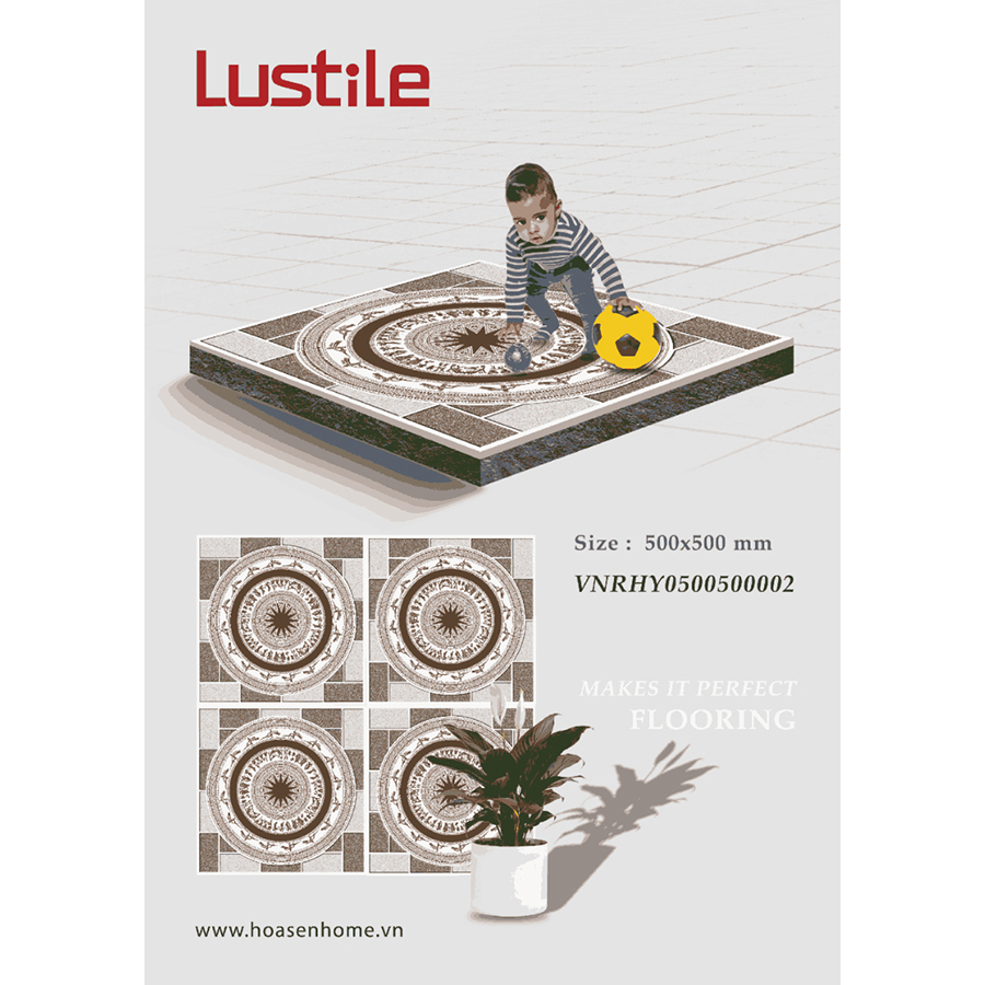 Gạch sân vuờn bán sứ LUSTILE VNRHY0500500002 bề mặt sugar, độ hút nước thấp, kích thước 500mmx500mm, thùng 6 viên - Hàng chính hãng