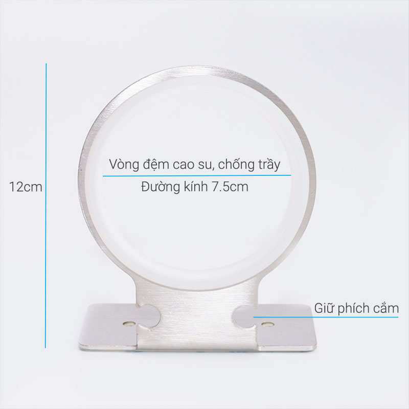 Giá treo máy sấy tóc Inox 304 HOBBY Home Decor MS2 dán tường hoặc khoan - kèm keo dán 3M siêu dính và đinh ốc