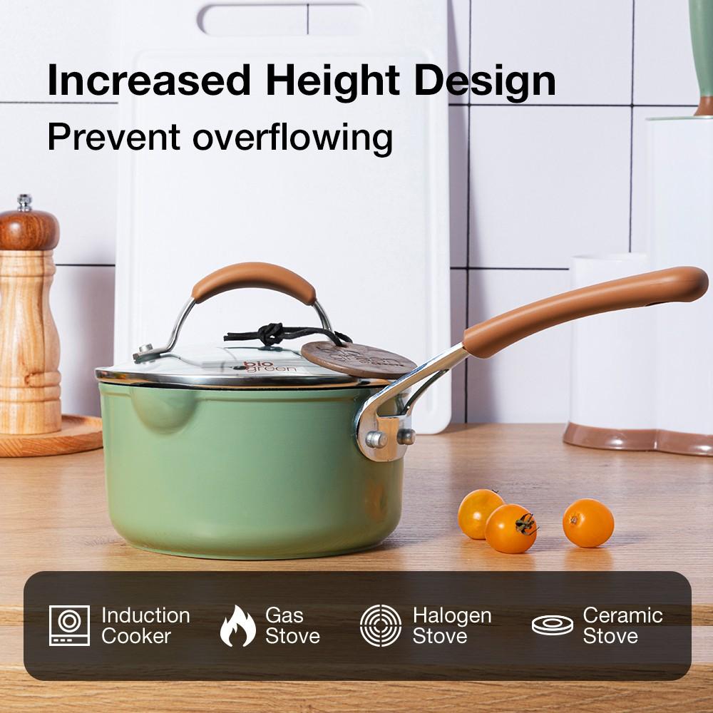 Chảo Sữa Chảo Sốt Có Nắp Carote Essential Woody Saucepan Lớp phủ chống dính đá Maifan_Không chứa PFOA_Giữ nhiệt_Phù hợp cho mọi loại bếp kể cả bếp từ. Tặng kèm muôi gỗ