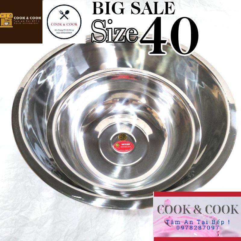 Thau inox  size 40 cm, chậu inox đa năng rửa mặt, làm bánh, trộn thực phẩm, spa...cao cấp inox 304