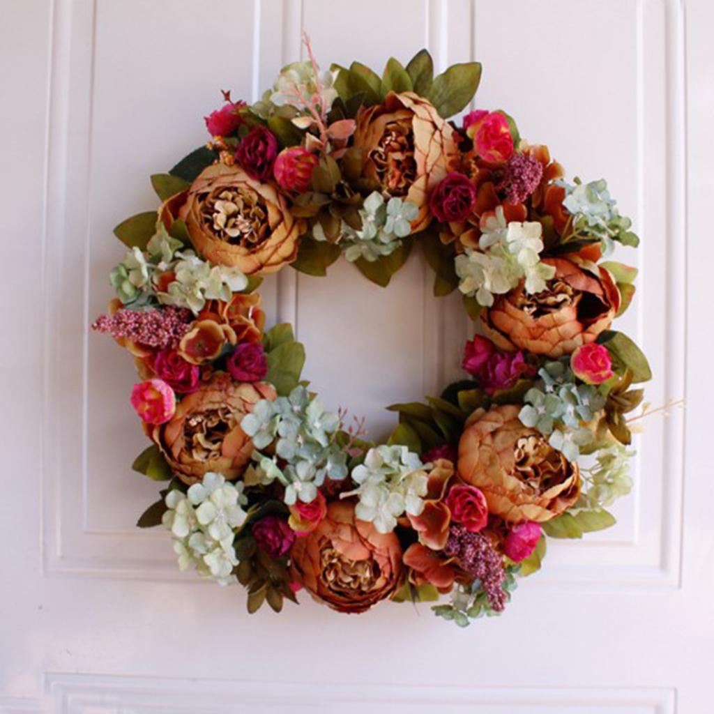 Artificial Flower Wreath Garland Home Front Door Wedding Party Decor, 2 Pcs