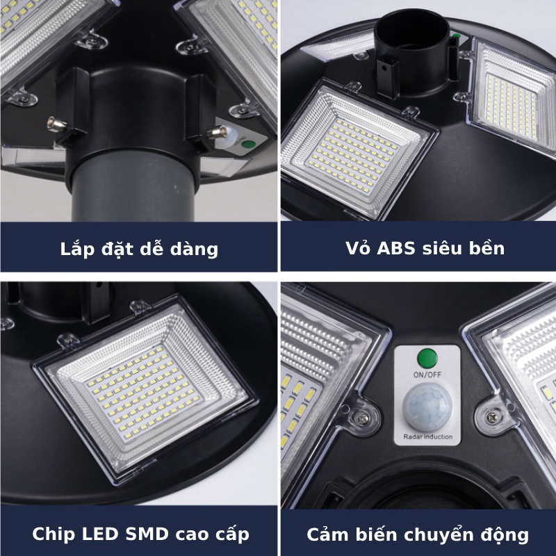 Đèn Năng Lượng Mặt Trời Sân Vườn, Công Viên UFO 3E LED LIGHT 200W 500W Điều Khiển Từ Xa - Hàng Chính Hãng