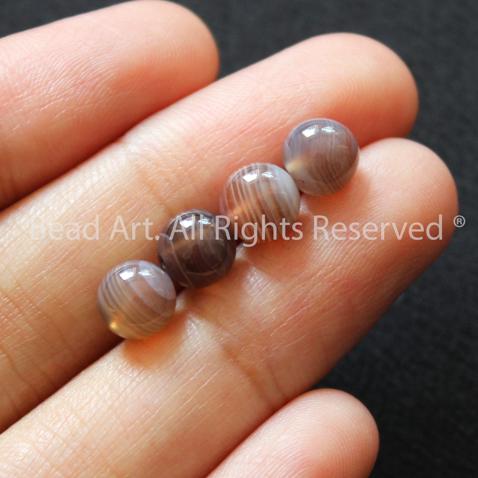 [1 Hạt] 6MM Đá Mã Não Xám Đỏ Tự Nhiên, Gray Agate, Carnelian, Phối Vòng Tay Phong Thuỷ, Chuỗi Hạt, Trang Sức - Bead Art