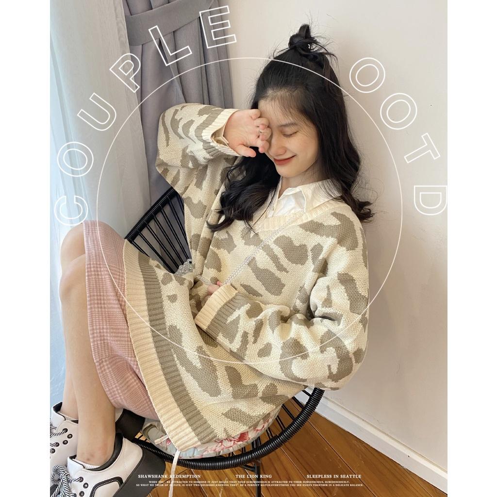 Áo Sweater len cổ V hoạ tiết vằn nhiều màu form rộng ulzzang - Made by Fiin