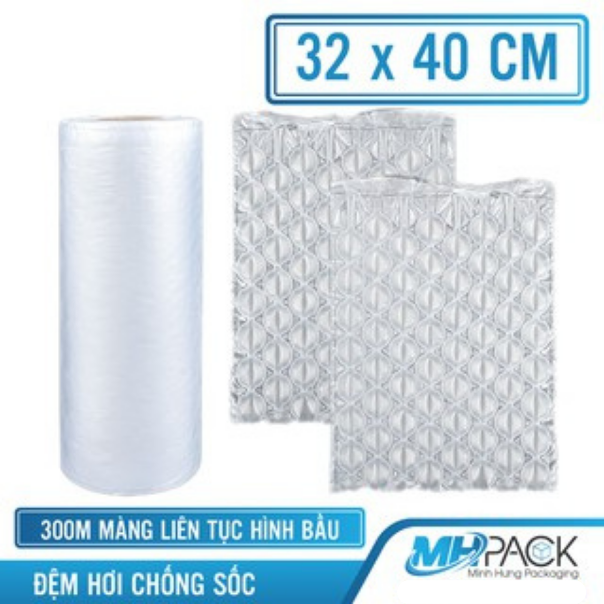 Màng đệm hơi PE hình bầu 300m/cuộn màng xốp hơi Air Bubble dày 18um