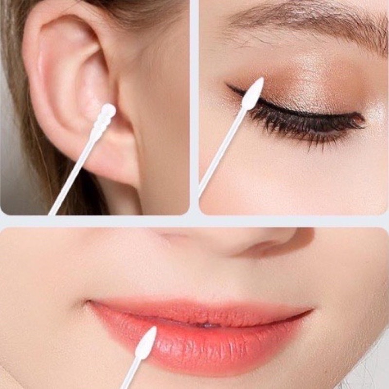 Tăm bông ngoáy tai hộp 200c  lớn cao cấp với 2 đầu tăm thiết kế hình dáng khác nhau làm sạch sâu bên trong , an toàn và tiện lợi