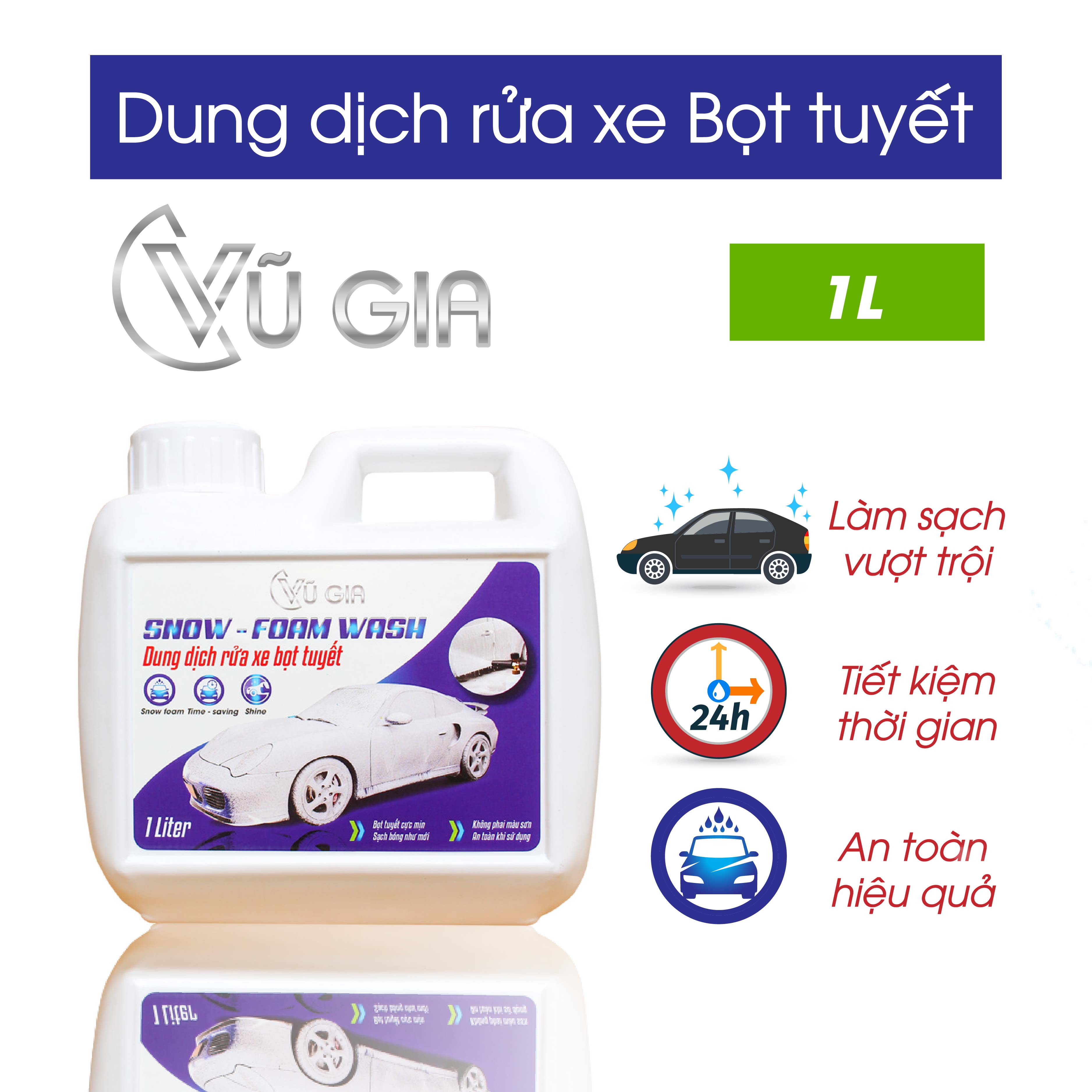 Nước rửa xe bọt tuyết UNITECH (Can 1 lít) | Siêu đậm đặc, pH trung tính chống phai màu sơn xe tuyệt đối, hương thơm dễ chịu