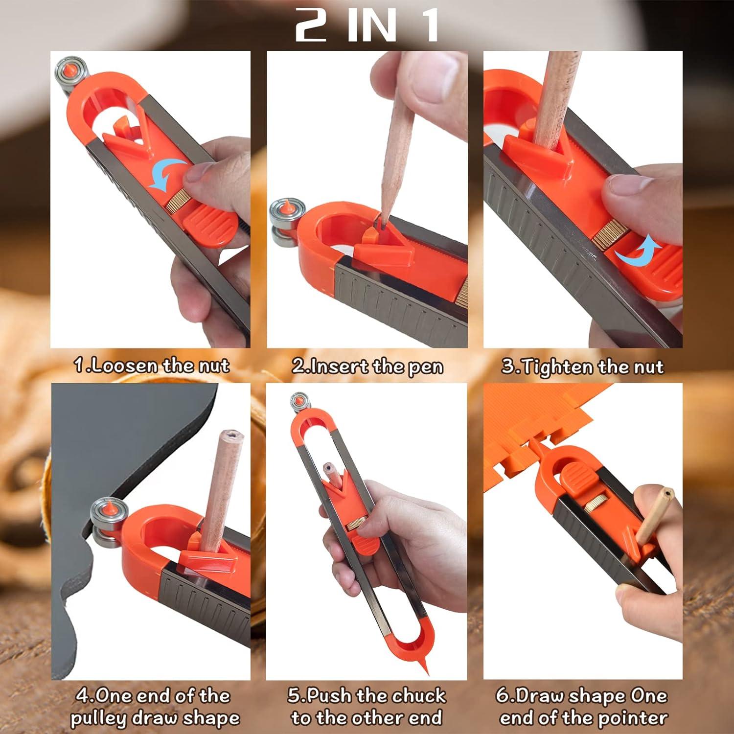 Máy đo đường viền chính xác với khóa đa chức năng cho bút chì tấm ván lát và đồ gá đo cạnh gỗ cho nghề mộc chế biến gỗ