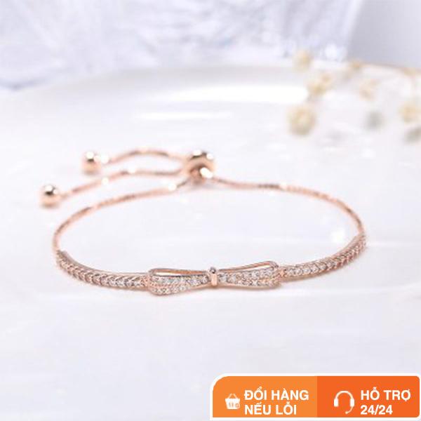 Lắc Tay Bạc Nữ Lylysilver Hình Chiếc Nơ Đính Đá