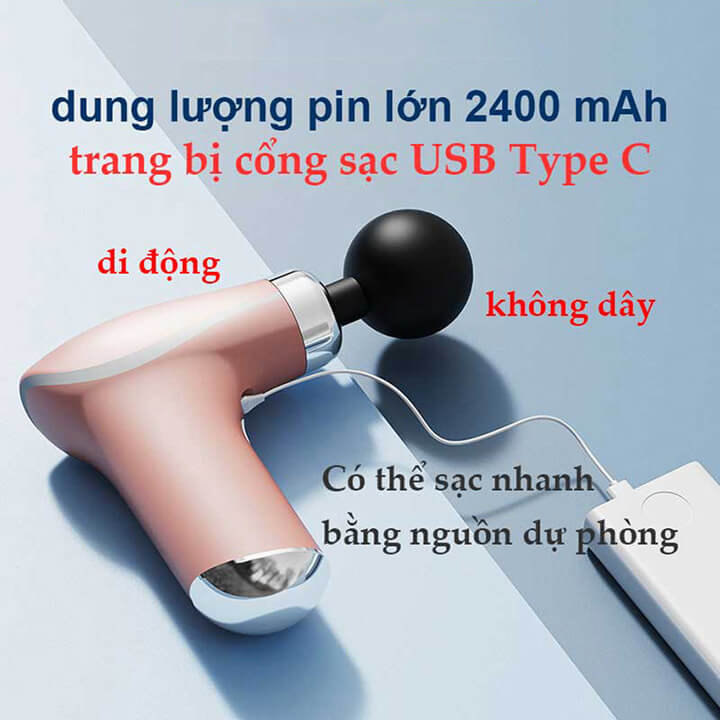 Máy massage cầm tay 8 đầu đấm lưng mát xa cổ vai gáy đa năng giảm đau nhức mệt mỏi, súng matxa toàn thân