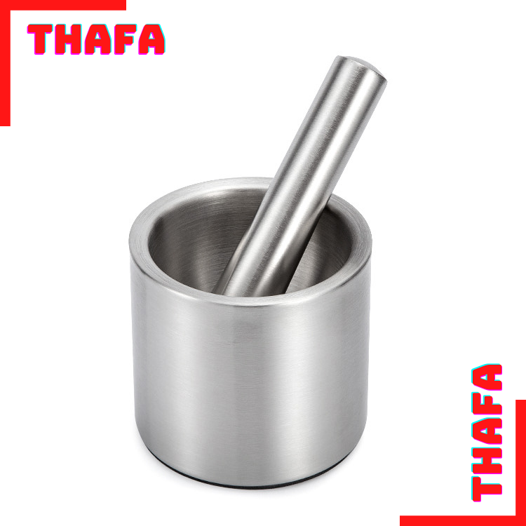 Bộ Cối Chày Inox SUS 304 Hàng Chính Hãng THAFA-Có Nắp Đậy Chống Văng