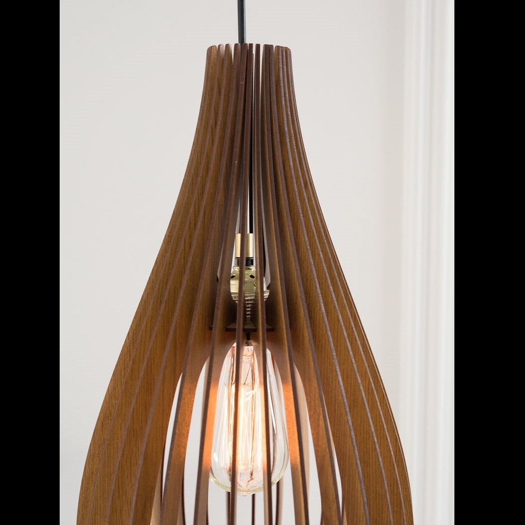 Đèn gỗ thả trần CAO CẤP hiện đại sang trọng 26X48cm chất liệu gỗ trang trí cho phòng khách nhà căn hộ decor nhà quán cafe