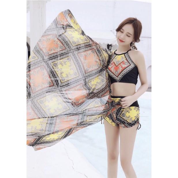 Bộ bikini áo yếm kèm khăn