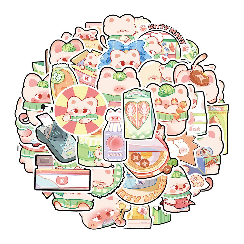 Sticker mèo kittymart hoạt hình cute trang trí mũ bảo hiểm, guitar, ukulele, điện thoại, sổ tay, laptop-mẫu S56