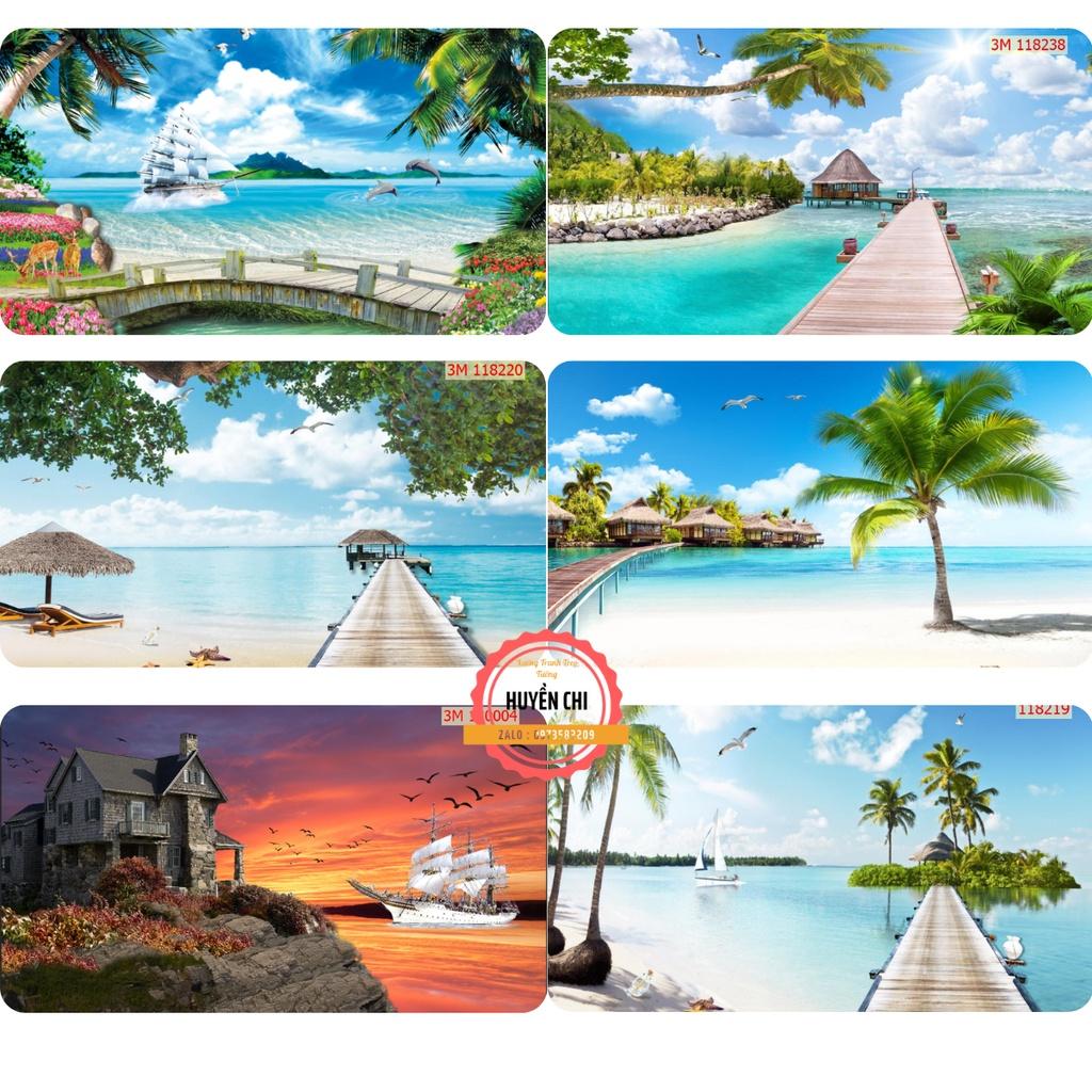 Tranh dán tường 3d trang trí phòng khách phòng ngủ,phong cảnh thiên nhiên- tranh Biển-Đặt theo kích thước yêu cầu