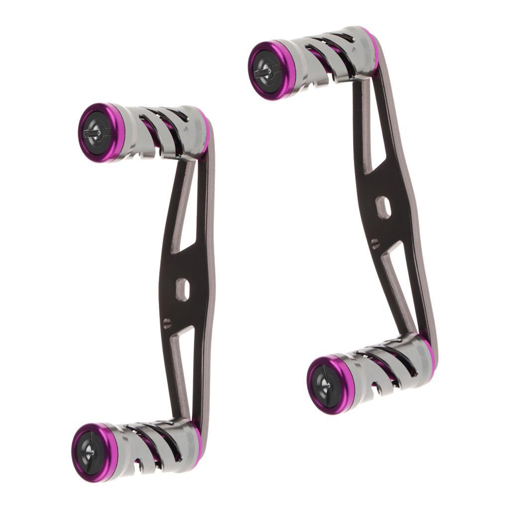 2 Pieces Fishing Tools Durable and Economical Strong Aluminum Alloy Fishing Reel Handle for Baitcasting Fishing Reel Rocker Purple
