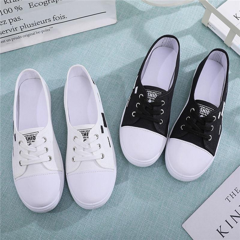 Giày Lười Nữ Vải Canvas Đế Bằng Phong Cách Mới