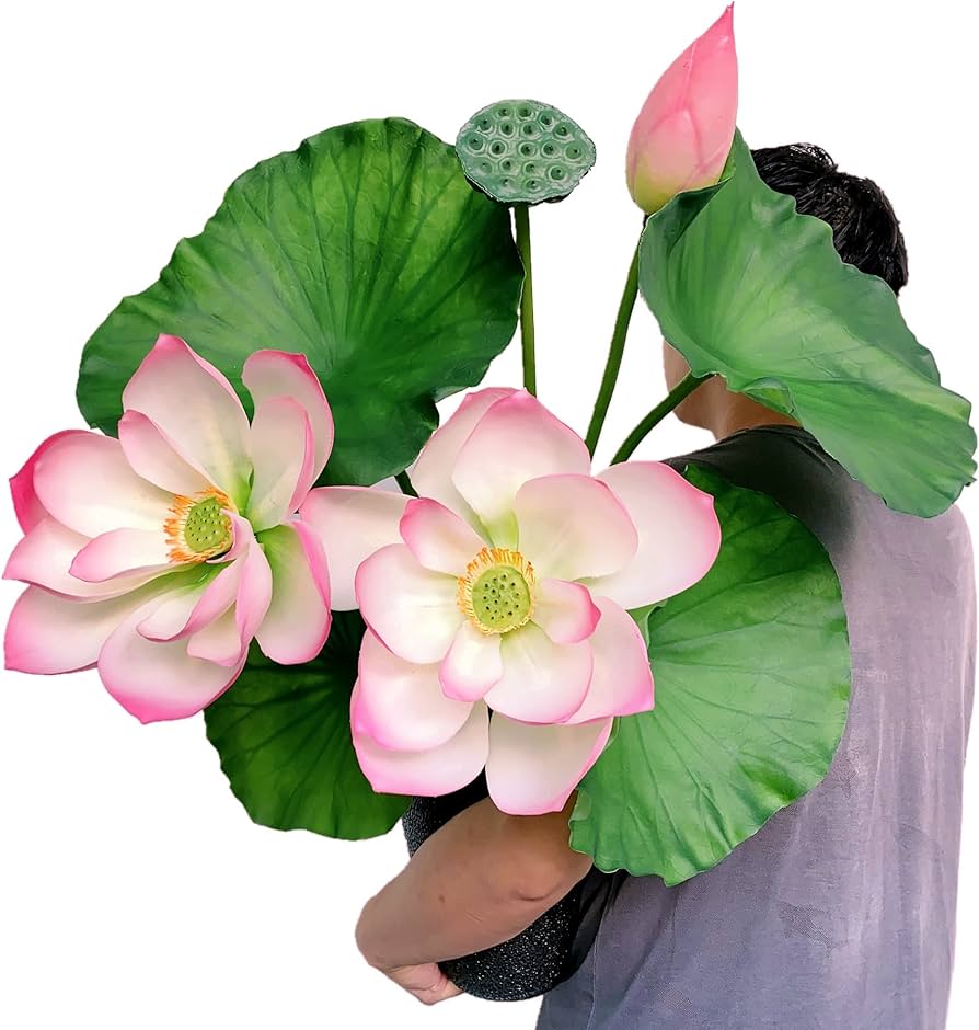 Hoa sen giả - Bông sen quan âm - dài 75cm - Cây giả, hoa lụa trang trí nhà cửa