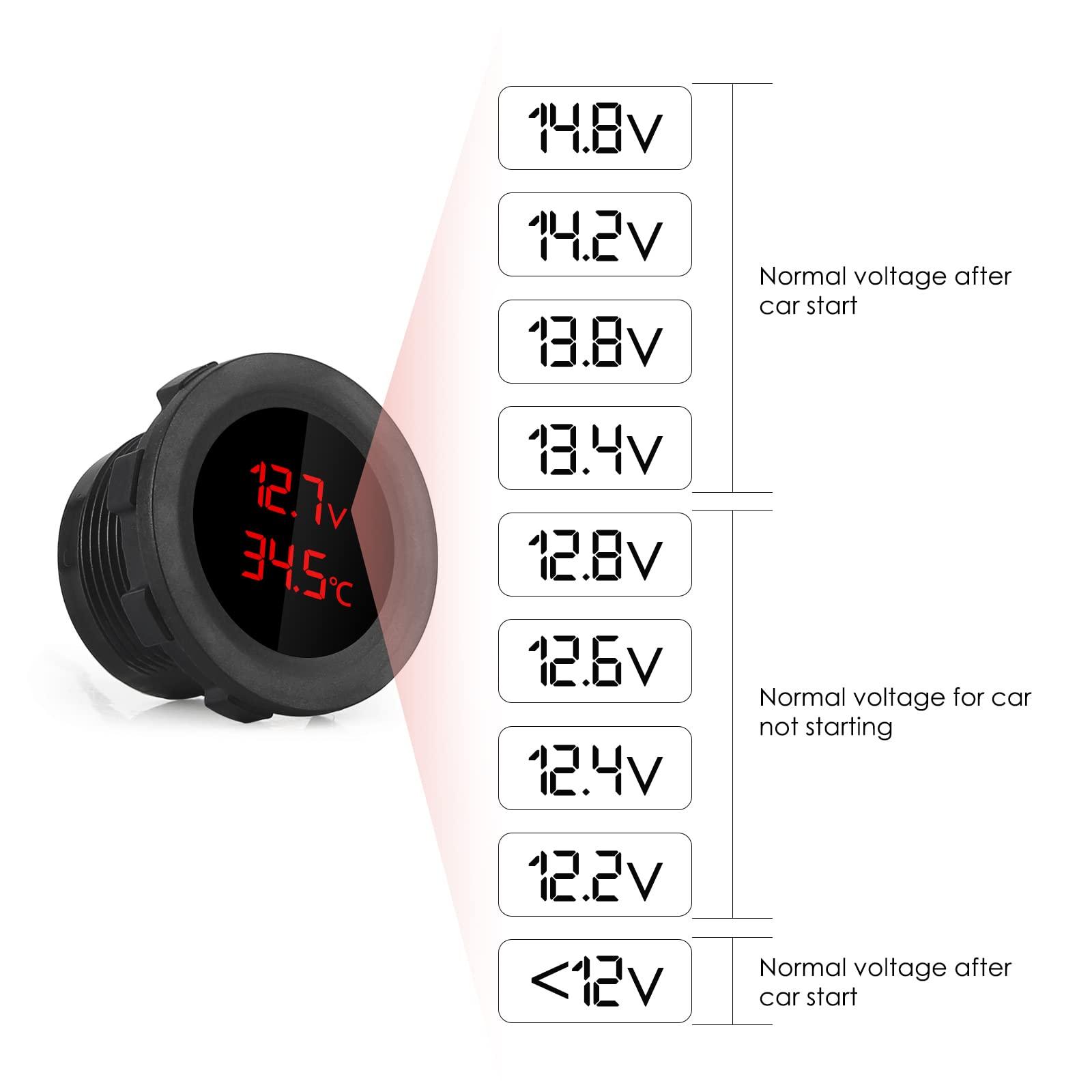 Thiết bị đo nhiệt độ vôn kế pin kỹ thuật số cho ô tô, xe máy, cho 12 chiếc xe