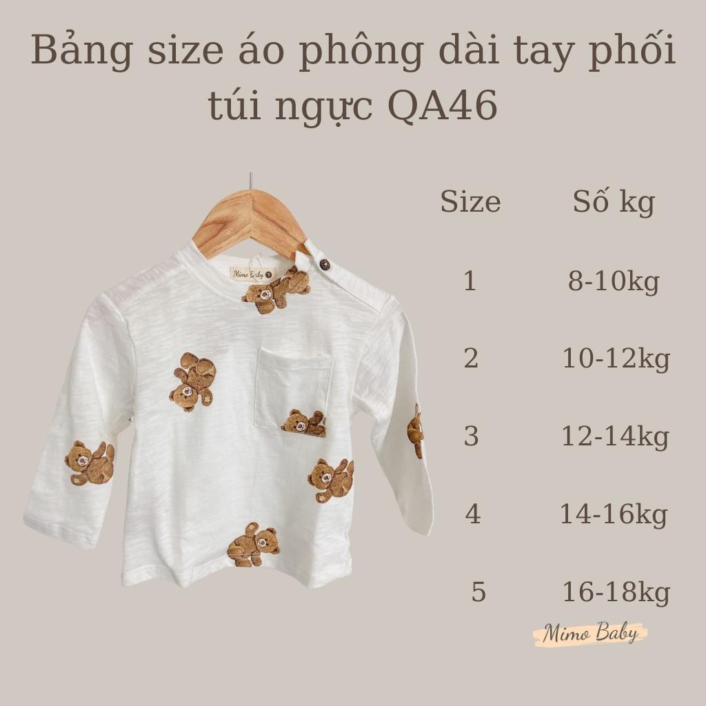 Hình ảnh Áo phông dài tay hình gấu phối túi ngực mùa thu đông cho bé QA49 Mimo Baby