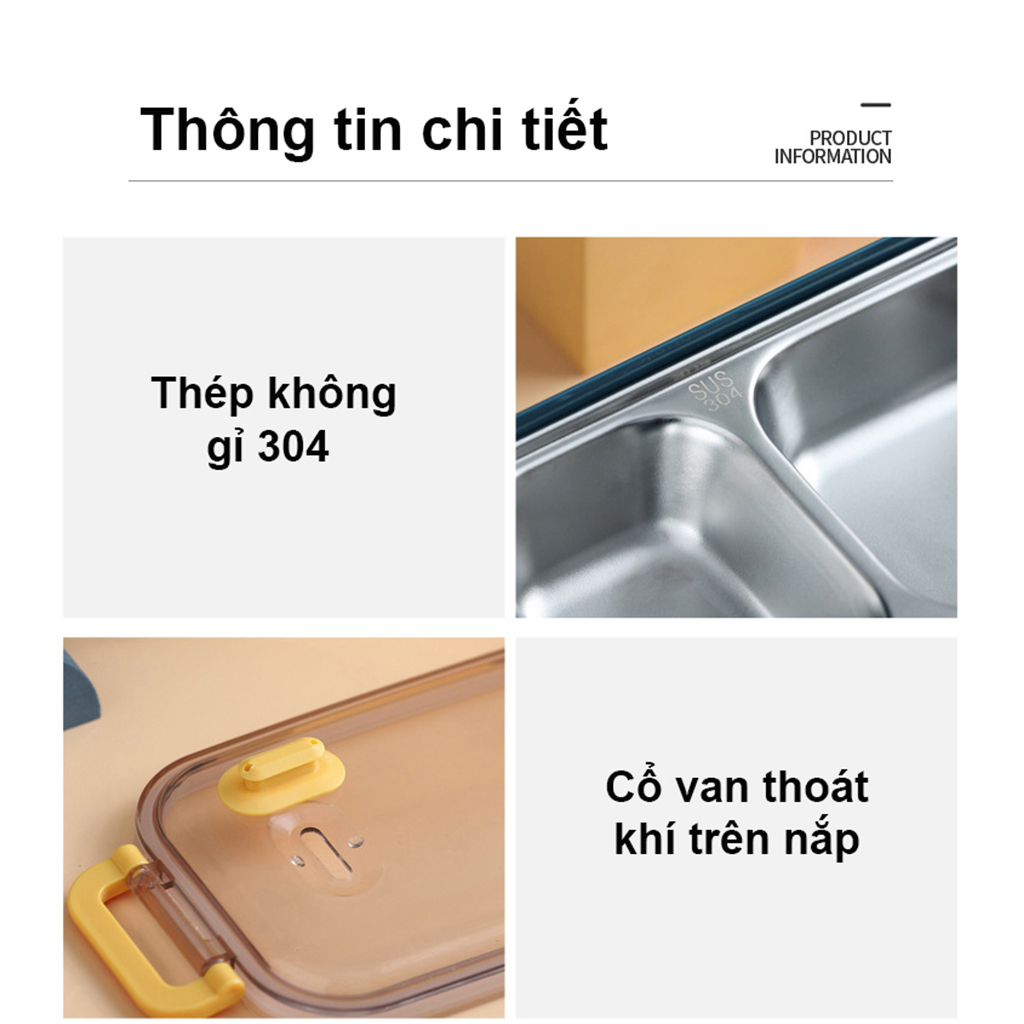 Hộp Đựng Cơm Văn Phòng Inox 304 Gọn Nhẹ, Giữ Nhiệt Tốt, Dùng Hâm Nóng Trực Tiếp Với Lò Vi Sóng