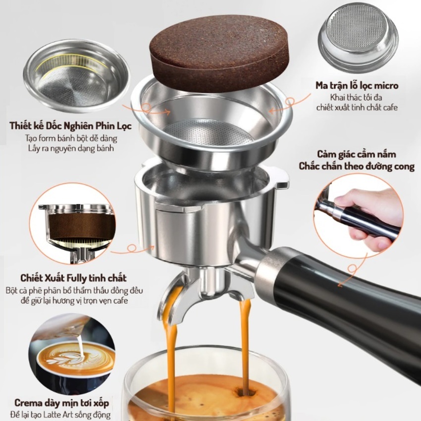 Máy pha cà phê Espresso chuyên nghiệp, thương hiệu Mỹ HiBREW cao cấp - H10A - HÀNG CHÍNH HÃNG