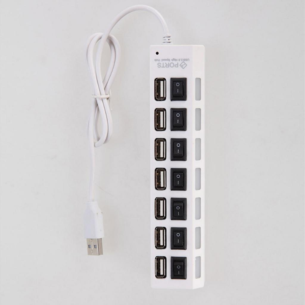 Hub USB 2.0 7 Cổng W / Công Tắc Bật / Tắt Bộ điều Hợp Tốc độ Cao Cho PC Splitter