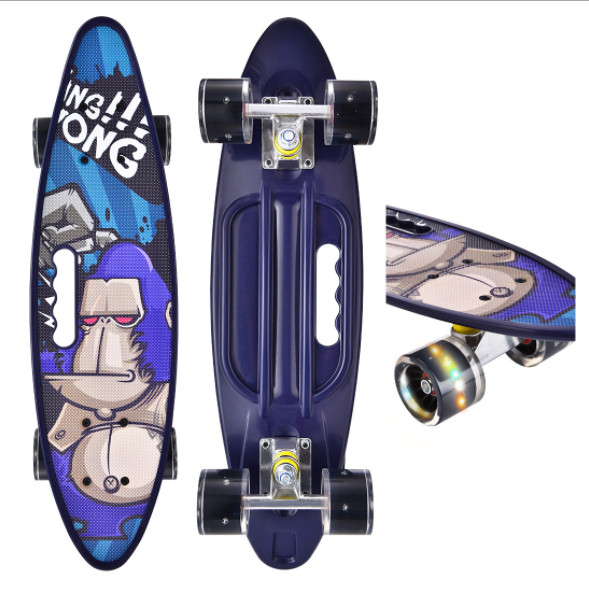 Ván Trượt Skateboard Penny Bánh Xe PU Phát Sáng, Ván Trượt Nhựa PP Chịu Tải Trọng Lớn 150kg, Ván Trượt Dành Cho Thanh Thiếu Niên (giao màu ngẫu nhiên)