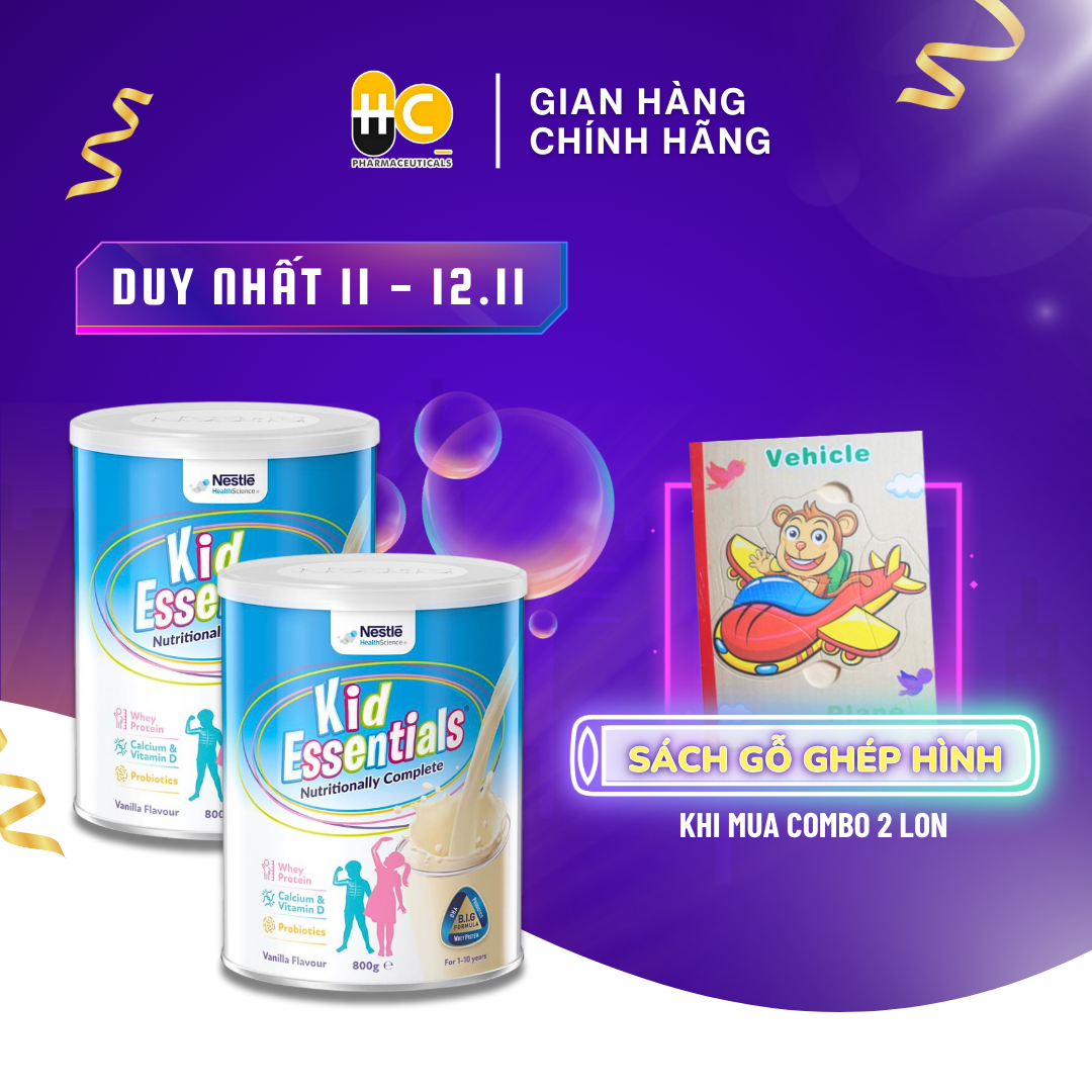 [DATE 02.2025] Combo 2 Lon Sữa Kid Essentials Sữa Úc Nestlé Health Science Cho Trẻ Biếng Ăn, Chậm Tăng Cân 800g - Bao Bì Mới [NHẬP KHẨU CHÍNH HÃNG]