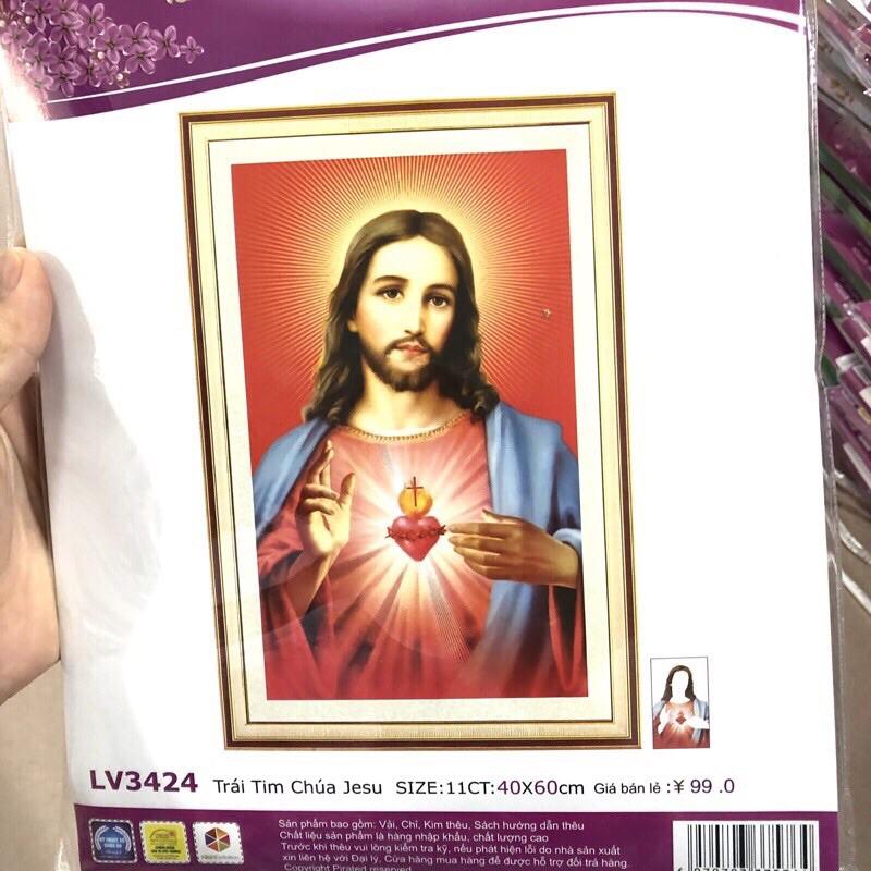 Tranh thêu chữ thập Chúa Jesu LV3424  chưa thêu