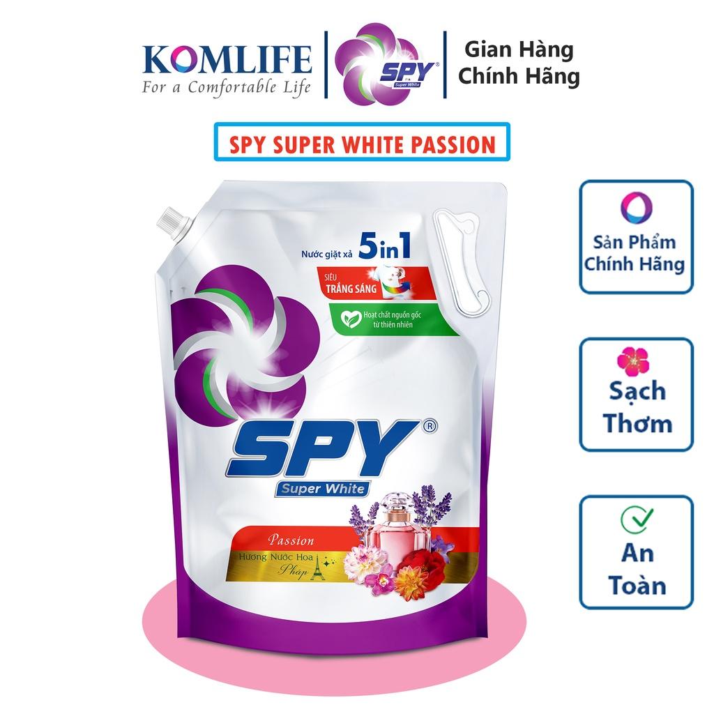 (New) Nước giặt xả SPY Super White hương Passion túi 3,6kg siêu trắng sáng hương thơm mát lưu hương dài lâu
