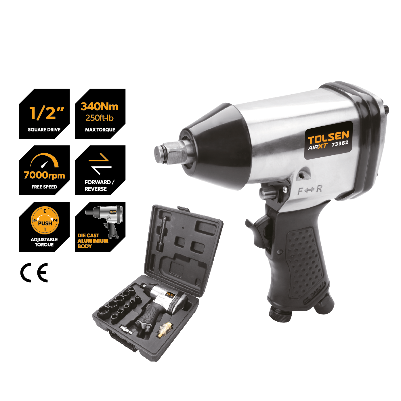 Bộ 17 món máy vặn bu lông Tolsen 73382 - Hàng chính hãng