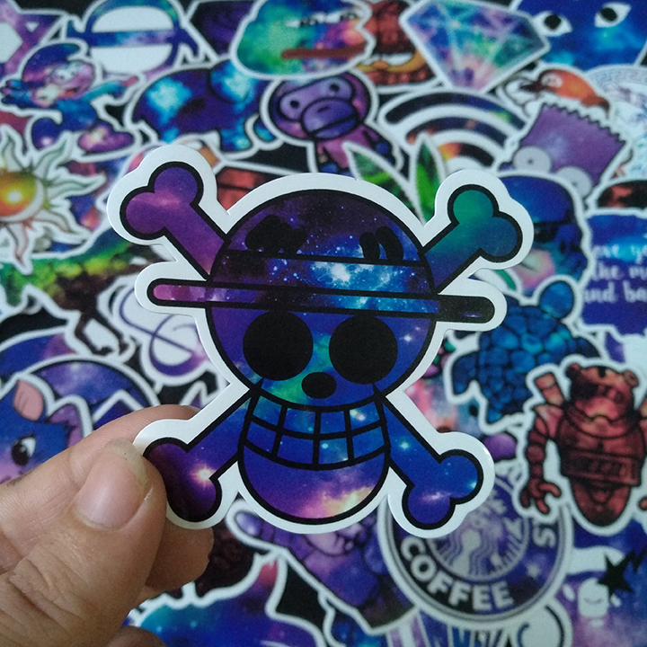 Bộ Sticker dán cao cấp chủ đề MÀU TÍM GALAXY - Dùng dán Xe, dán mũ bảo hiểm, dán Laptop