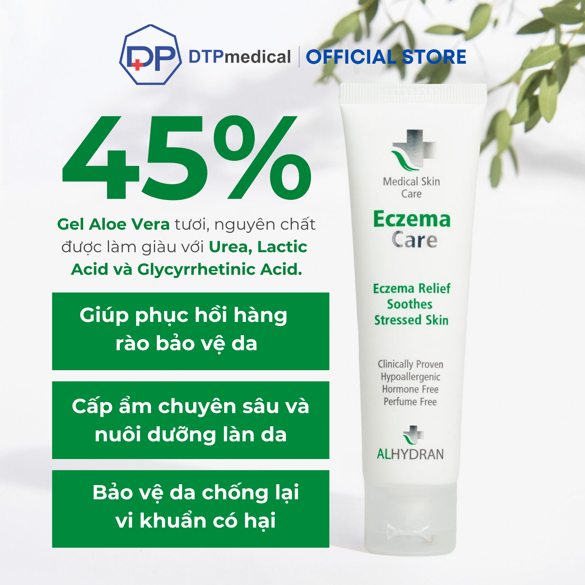 Kem bôi y tế ALHYDRAN Eczema Care 59ml làm giảm triệu chứng bệnh chàm, giảm ngứa, mẩn đỏ và cảm giác nóng rát