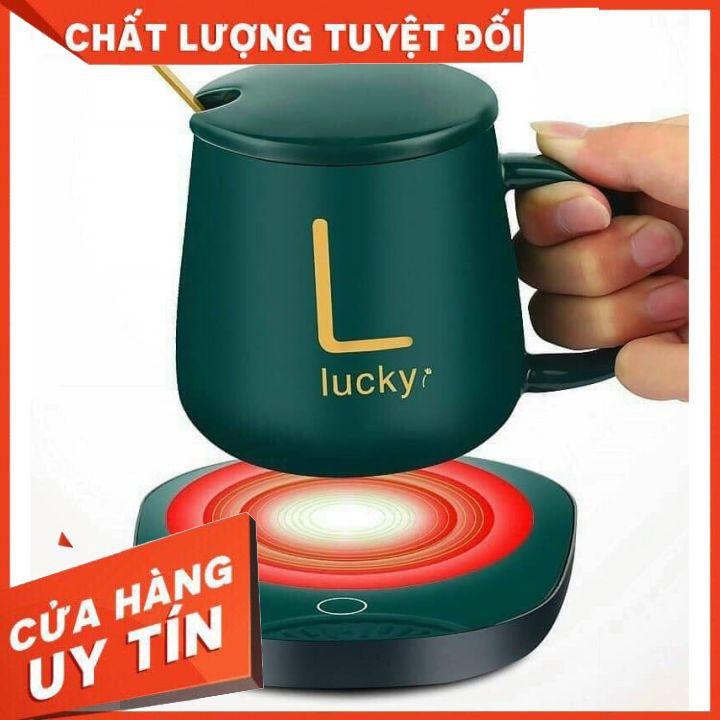 Bộ Máy Làm Hâm Nóng Sữa Đồ Uống Tiện Lợi Kèm Cốc Sứ Lucky Phong Cách Hoàng Gia Siêu Sang