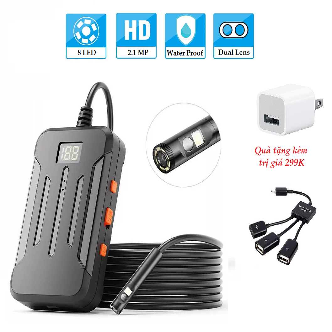 Quà tặng trị giá 299K | Máy Nội Soi Mini ROGTZ F300 | Ống Kính Kép 3.9mm | Chống Nước IP67 | LED HD | WiFi |  Tương Thích Android iOS | Cáp 2 Mét - Hàng Chính Hãng