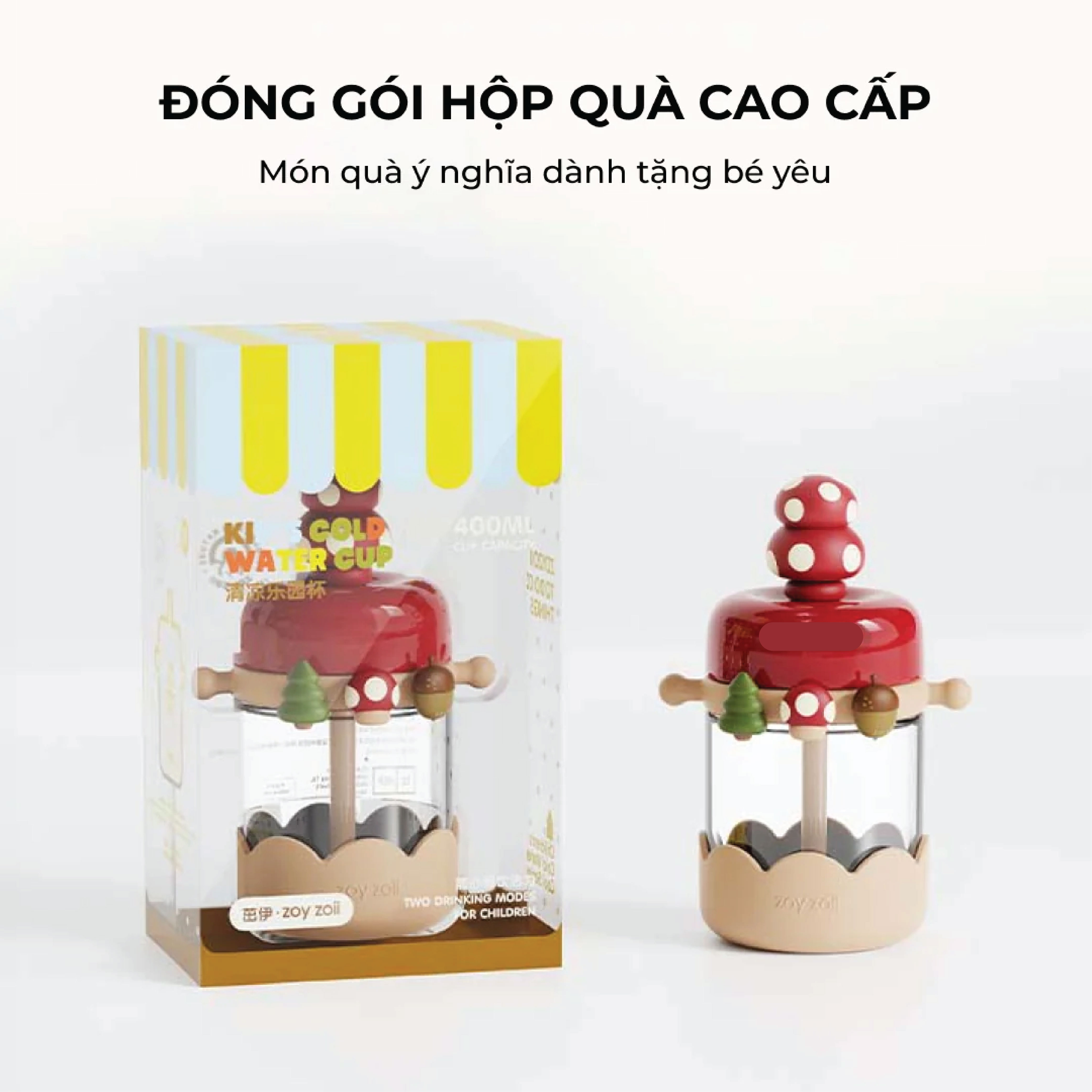 Bình uống nước tritan cho bé Zoyzoii E6 Nature Paradise Cup, bình nước thể thao cao cấp - Hàng chính hãng