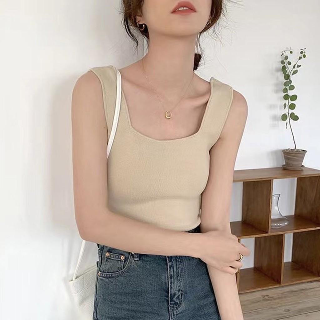 Áo Hai Dây Nữ - Áo Basic Dáng Croptop Cổ Vuông Thiết Kế Lạ Mắt Dễ Phối Đồ - Phong Cách Hàn Quốc Mới Nhất 2021