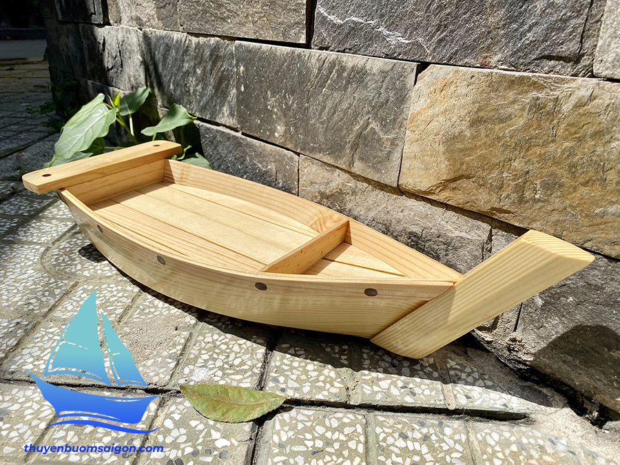 Khay Thuyền Gỗ 55cm trang trí lẩu, hải sản và thực phẩm tươi sống
