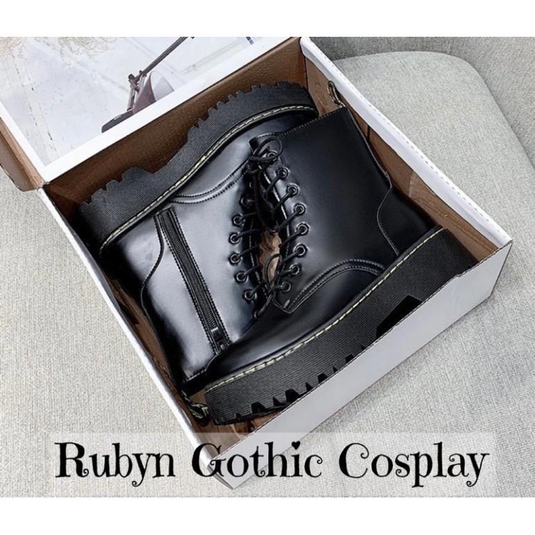 Giày Boots Chiến Binh Cổ Cao Dr dây kéo viền vang đế cao 5cm ( Size 35 - 40 )