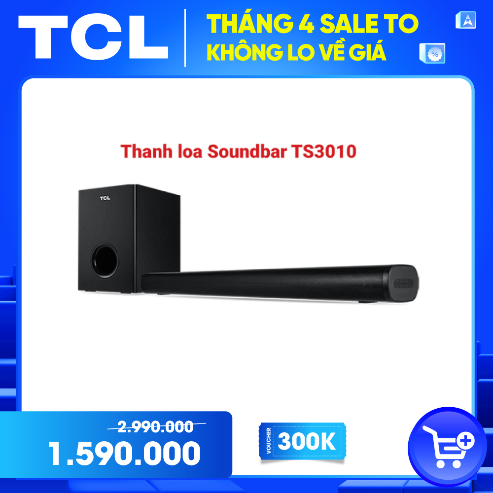 Loa Soundbar Bluetooth TCL 2.1 TS3010 - Trang bị loa siêu trầm không dây - HÀNG CHÍNH HÃNG