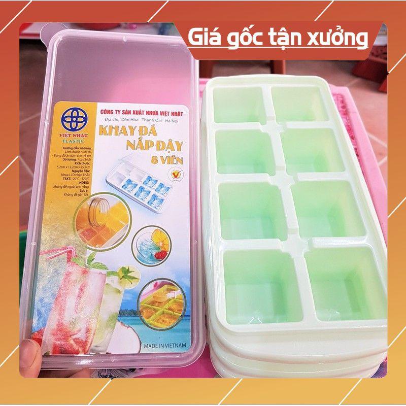 Set 3 Khay làm đá Việt Nhật 8 ngăn có nắp đậy