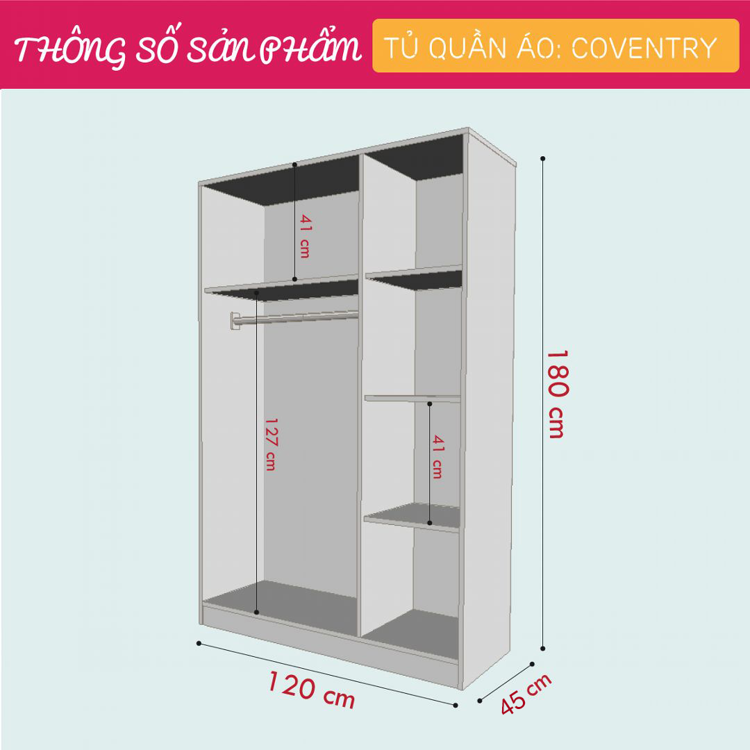 Tủ để quần áo cho bé kiểu dáng đẹp SMLIFE Coventry
