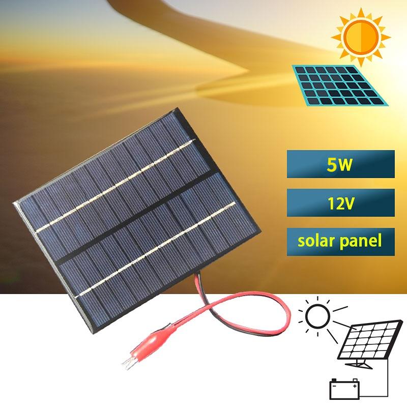 Tấm Pin Năng Lượng Mặt Trời 12V 5W Chống Nước Ngoài Trời Tự Làm Pin Năng Lượng Mặt Trời Sạc Polysilicon Epoxy Plate 136x110MM cho Công Cụ Sạc Pin 9-12V Màu sắc: 1 cái