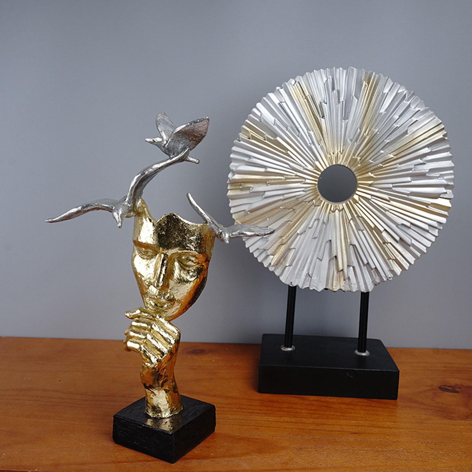 European Thinker Statue Half Face Figurine Artworks Decor Abstract Sculpture Crafts Ornament for Office, Table, Bookcase, Home, Bedside