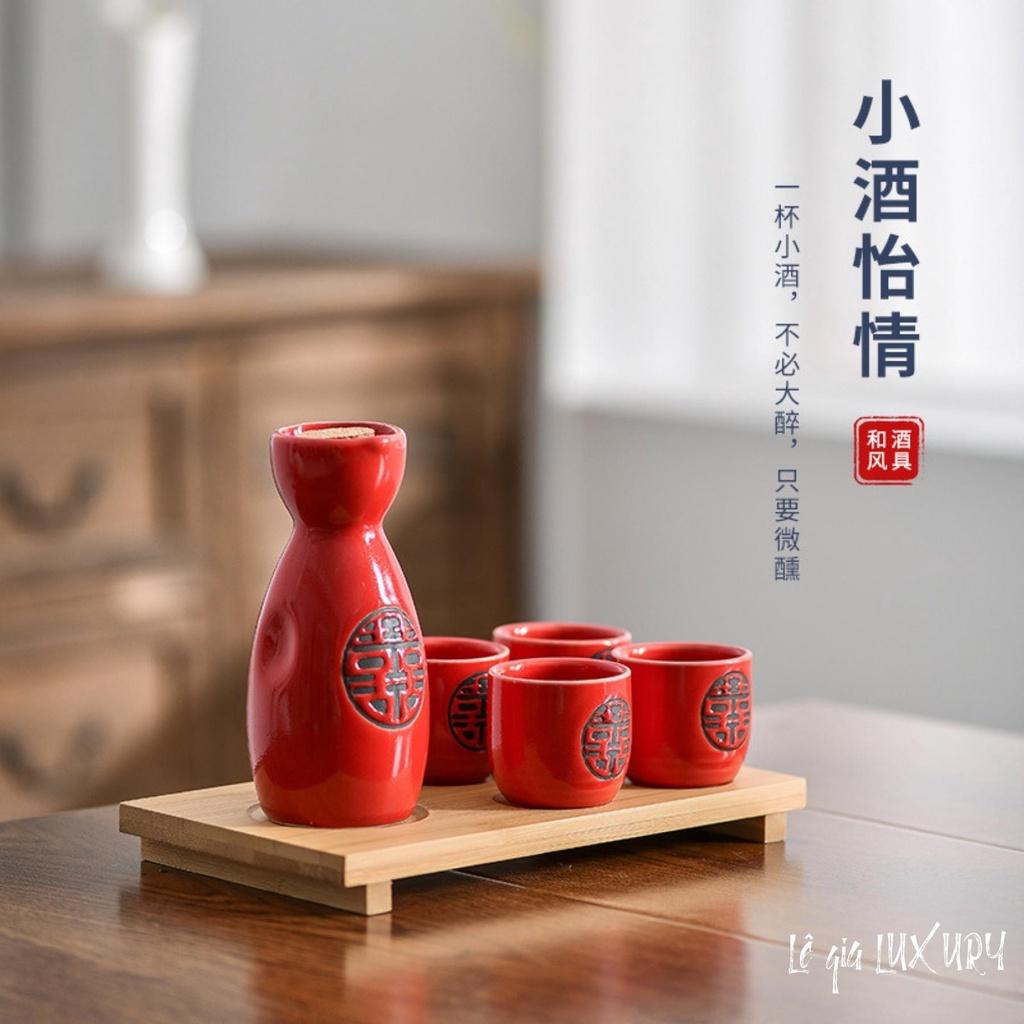 Bộ bình rượu gốm sứ Sakura phong cách Nhật Bản Cổ Điển, Bộ bình rượu Sake cao cấp