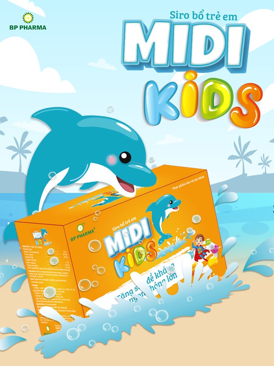 Siro MIDI KIDs Bổ Sung Vitamine, Khoáng Chất, Acid Amin, Giúp Ăn Ngon Tăng Cường Sức Đề Kháng (Hộp 30 Gói)