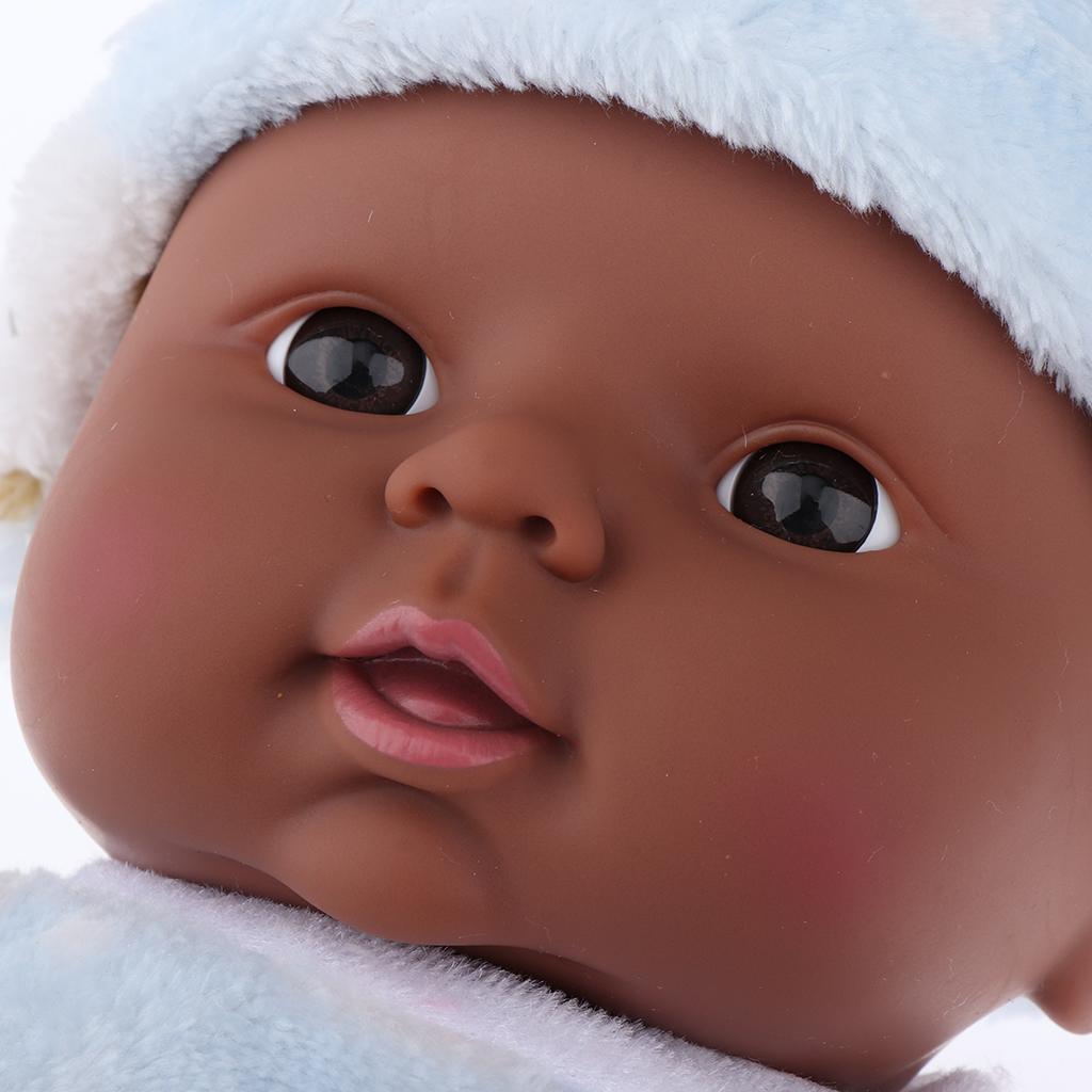 30cm Búp Bê Tái Sinh Người Mỹ Gốc Phi Full Vinyl Quà Tặng Cho Trẻ Sơ Sinh Màu Xanh
