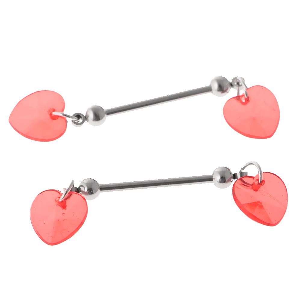 1 Pair Vintage Heart Nipple Bar Ring Stainless Steel Body Piercing Jewelry